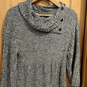 Black and White Cowl Neck Sweater Dress